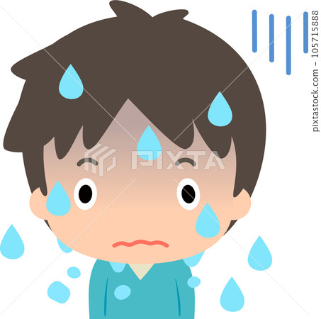 一個人臉色蒼白，大汗淋漓，冷汗 105715888