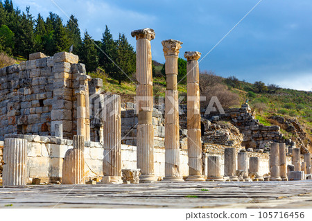 Ruins of the Upper Agora at Ephesus ancient site in Turkey. Ruins of the Upper Agora at Ephesus ancient site in Turkey. 105716456