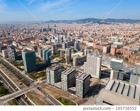 Aerial view of Diagonal Mar i el Front Maritim del Poblenou, Barcelona Aerial view of Diagonal Mar i el Front Maritim del Poblenou, Barcelona 105716552