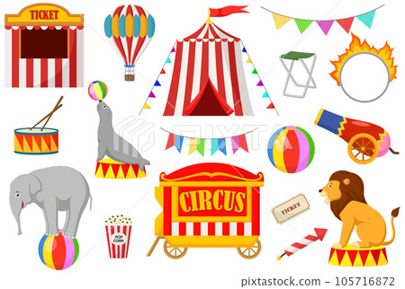 Set of circus elements on a white background Set of circus elements on a white background 105716872