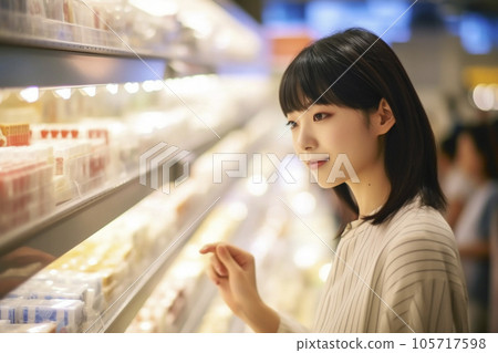 Japanese woman shopping at a drugstore "AI generated image" 105717598