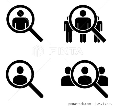 Magnifying glass and person icon material Applicants and recruitment 105717829