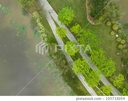 Aerial view of beautiful park in spring, China 105718054
