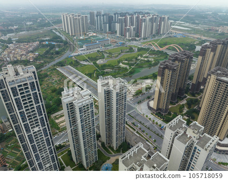 Aerial view of urbanization in China 105718059