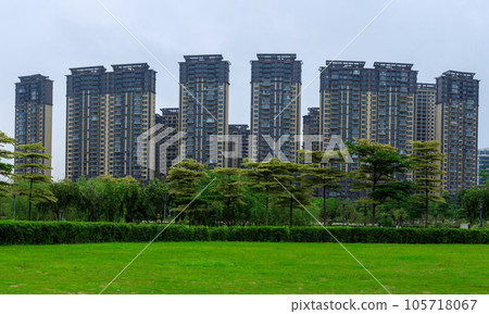 Panorama view of spring city house in China 105718067