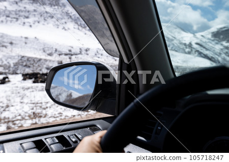 Driving car on the high altidue road, China Driving car on the high altidue road, China 105718247