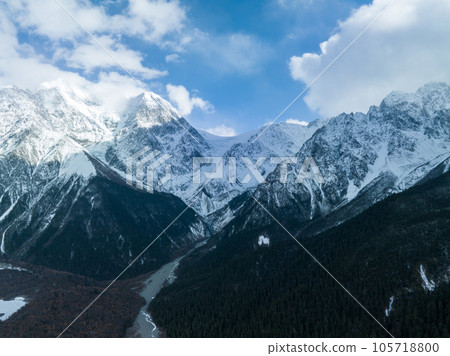 Aerial view of beautiful high altitude snow mountains in Tibet,China Aerial view of beautiful high altitude snow mountains in Tibet,China 105718800