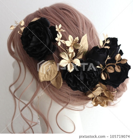 black rose hair ornament 105719074