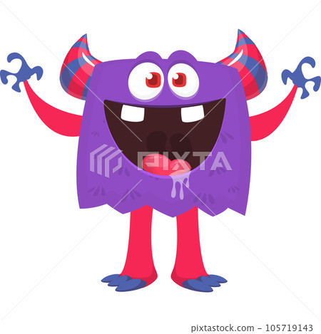 Funny cartoon monster character. Halloween design. Vector illustration of alien character 105719143
