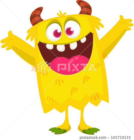 Funny cartoon monster character. Halloween design. Vector illustration of alien character 105719155