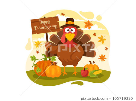 Thanksgiving turkey. Happy Thanksgiving Day. Stock Vector