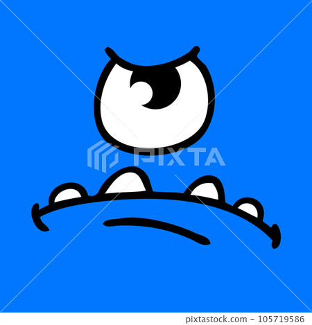 Funny cartoon monster face. Illustration of cute and happy alien creature expression 105719586