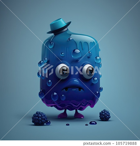 Blueberry character, ai generated image of - Stock Illustration