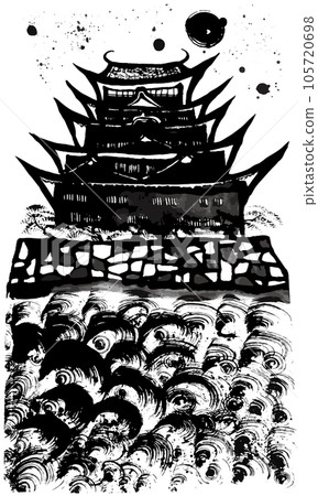 日本城堡手繪插畫 105720698