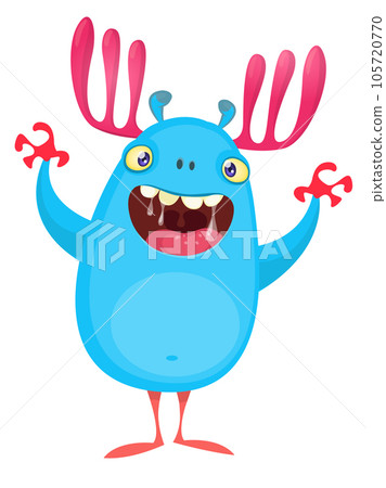 Funny cartoon monster character. Illustration of cute and happy alien. Halloween vector design isolated Funny cartoon monster character. Illustration of cute and happy alien. Halloween vector design isolated 105720770