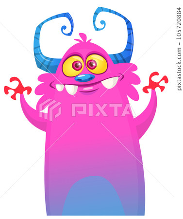 Funny cartoon monster character. Illustration of cute and happy alien. Halloween vector design isolated 105720884