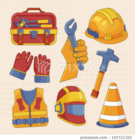 8 labor day icon illustrations set isolated on the colored background 105721103