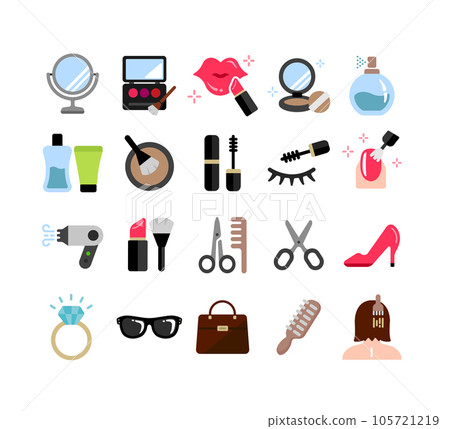 Makeup, makeup, skin care, cosmetics vector icon illustration set 105721219