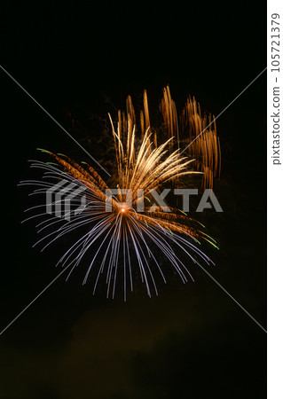 Kuchinotsu Port illuminated by fireworks Marine Festa in Kuchinotsu 105721379