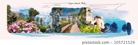 Capri, Italy - Beautiful view on the Island, Capri, Italy - Beautiful view on the Island, 105721529