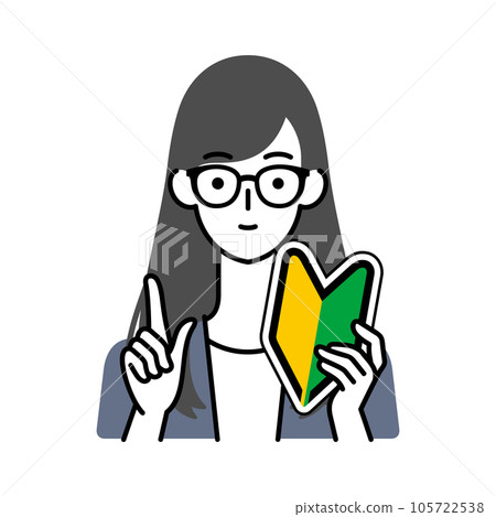 A long-haired woman with a beginner's mark A long-haired woman with a beginner's mark 105722538
