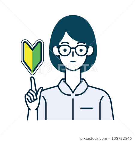 A female nurse pointing at the beginner mark A female nurse pointing at the beginner mark 105722540