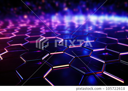 Hexagonal abstract background glowing in neon colors 105722618