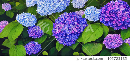 Mountain spring landscape, mountains with snowy peaks, lilac flower bushes, cartoon flat spring nature, green pasture meadow with forests, beautiful spring day mountains, vector illustration banner Mountain spring landscape, mountains with snowy peaks, lilac flower bushes, cartoon flat spring nature, green pasture meadow with forests, beautiful spring day mountains, vector illustration banner 105723185