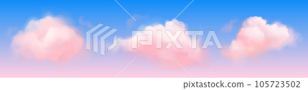 Fantasy background with pink clouds in sky 105723502