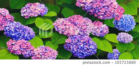 Mountain spring landscape, mountains with snowy peaks, lilac flower bushes, cartoon flat spring nature, green pasture meadow with forests, beautiful spring day mountains, vector illustration banner Mountain spring landscape, mountains with snowy peaks, lilac flower bushes, cartoon flat spring nature, green pasture meadow with forests, beautiful spring day mountains, vector illustration banner 105723880