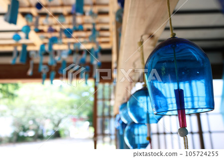 Blue glass wind chime displayed at Nishiizu "Furin Shrine" Blue glass wind chime displayed at Nishiizu "Furin Shrine" 105724255