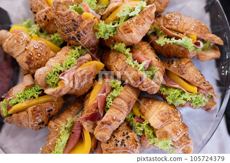 delicious holiday snacks on the table, the food is gourmet. 105724379