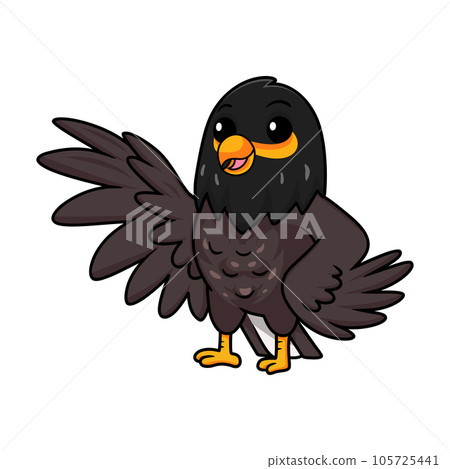 Cute myna bird cartoon waving hand 105725441