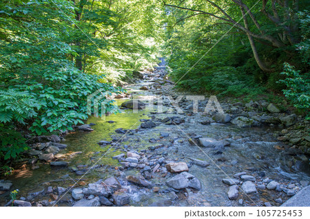 Yubuki Falls upper reaches of the Yubiso River, midsummer scenery, Minakami Town 105725453