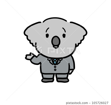 Anthropomorphic koala office worker explaining points Anthropomorphic koala office worker explaining points 105726027