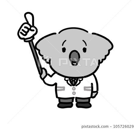 Anthropomorphic koala medical worker explaining points Anthropomorphic koala medical worker explaining points 105726029