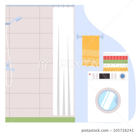 Bathroom design interior with shower and washing machine Bathroom design interior with shower and washing machine 105726241