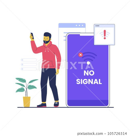 Concept illustration of lost wireless connection technology. Concept illustration of lost wireless connection technology. 105726314