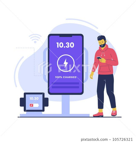Concept illustration of wireless charging technology Concept illustration of wireless charging technology 105726321