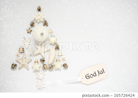 Christmas Tree Out Of Christmas Decoration With Label With Text God Jul 105726424