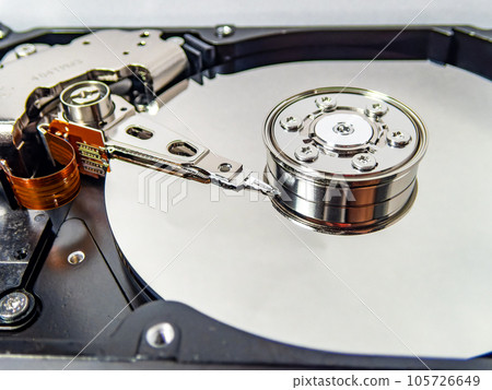 Material close-up of the hard disk inside 105726649