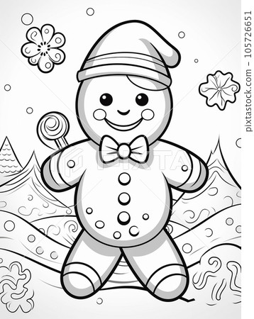 聖誕薑餅人著色書AI圖像 105726651