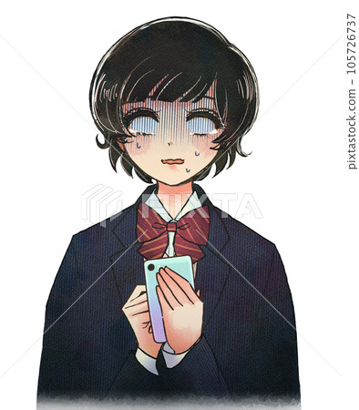 Retro style illustration, high school girl whose SNS is on fire Retro style illustration, high school girl whose SNS is on fire 105726737