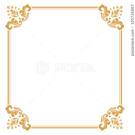 Decorative frame Elegant vector element for design in Eastern style, place for text. Floral golden and white border. Lace illustration for invitations and greeting cards. 105726807