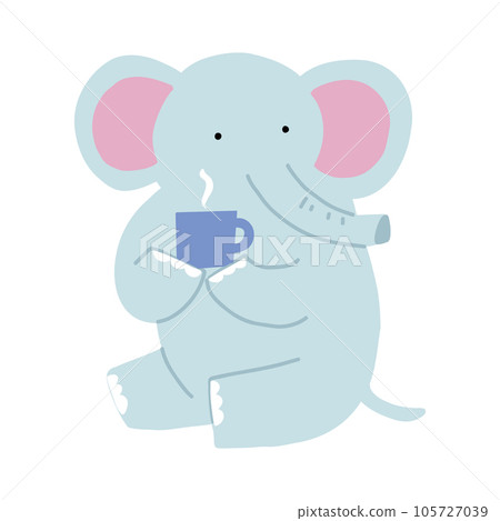 elephant holding a mug 105727039