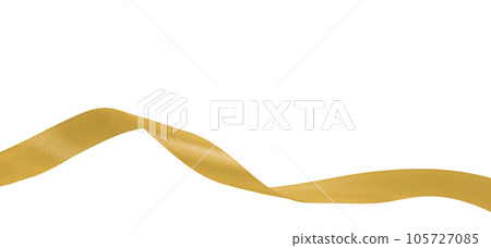 bright gold ribbon on transparent background, PNG image. 105727085
