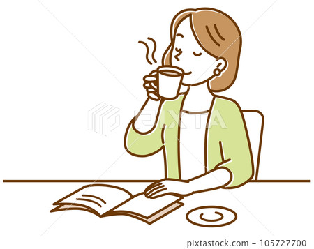 Young woman enjoying coffee in a cafe 105727700