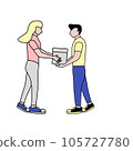 Illustration of a woman giving a gift 105727780