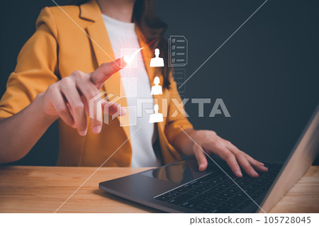 Business development concept by choosing professional leaders, Human Resources management, recruitment employment headhunting. employee talent, The process of selecting people  join the work. 105728045