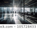 Blurred crowd business people walking through modern building of business center. AI Generative 105728433